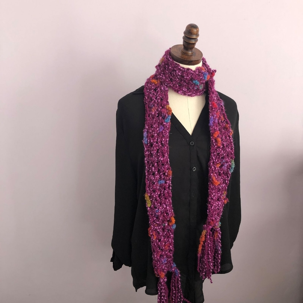 Handmade Purple Sparkle Fringe Scarf